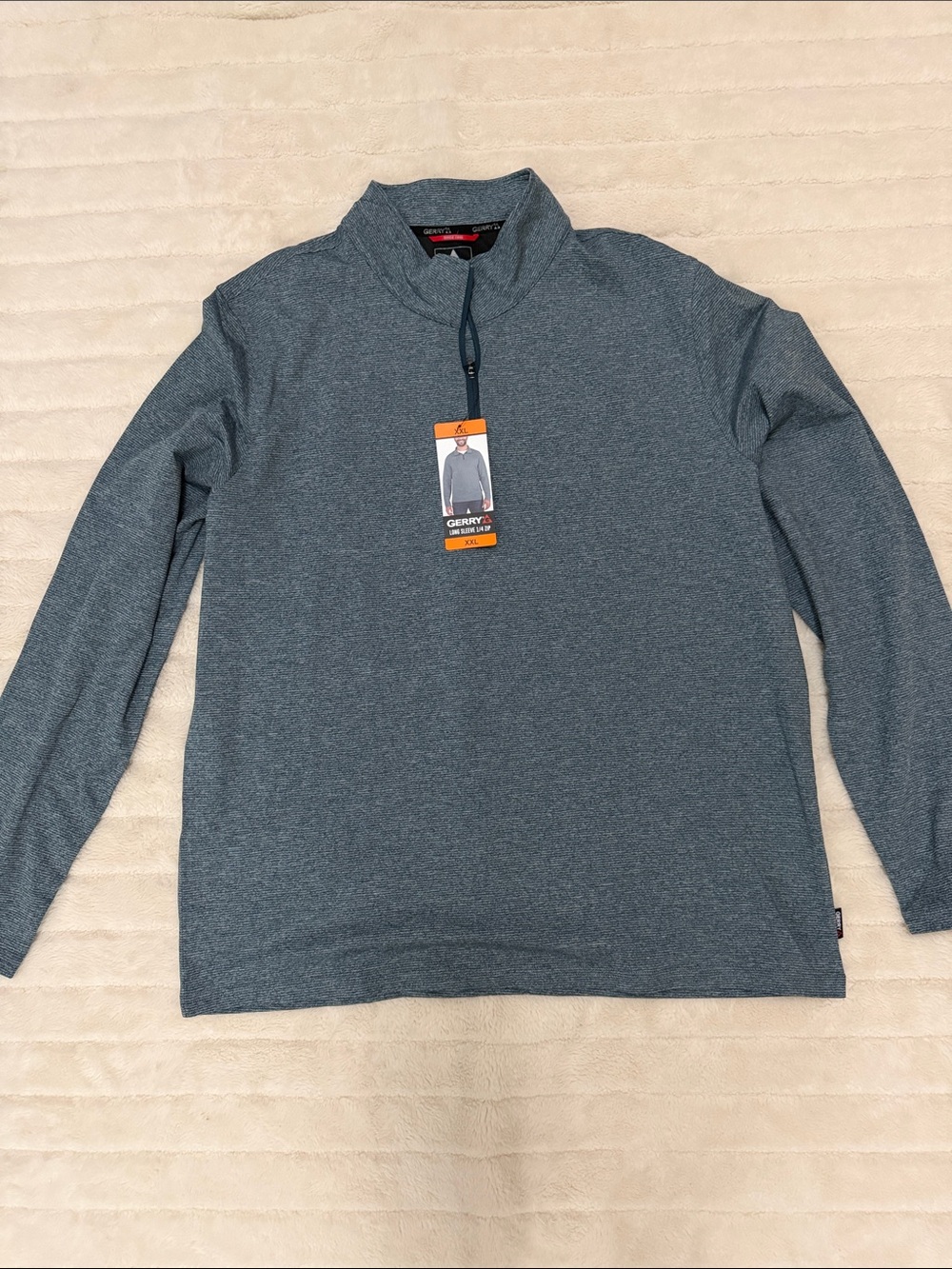 Gerry Weber Heathered Blue-Gray Long Sleeve Quarter-Zip Pullover
